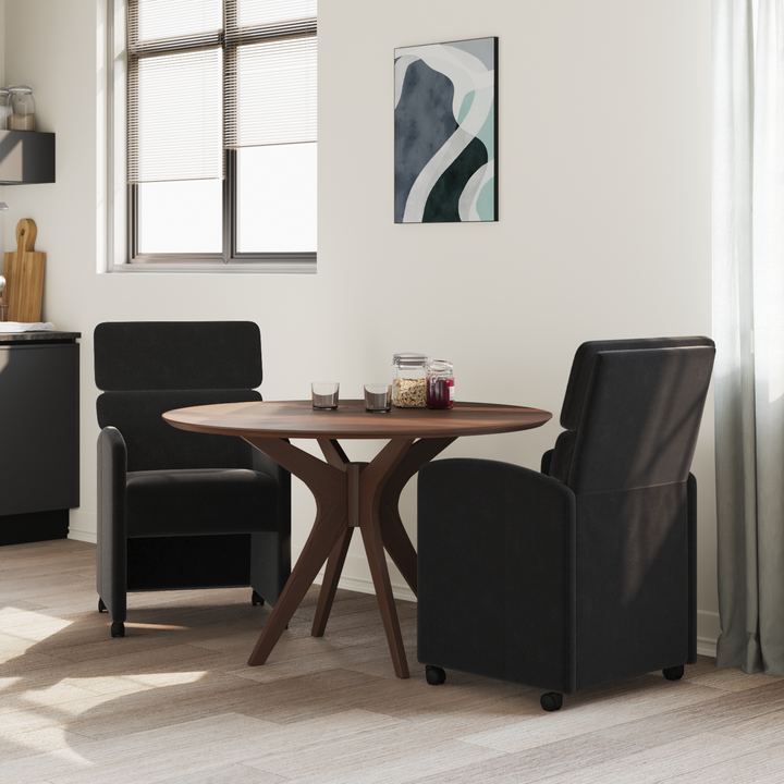Spisebordsstole med hjul 2 pcs Sort 58 x 65 x 98 cm Fløjl