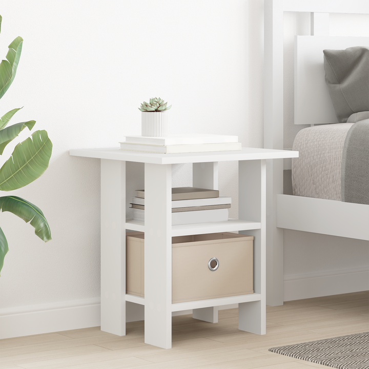 Sengebord med skuffe 2 pcs Hvid 41 x 40 x 45 cm Konstrueret træ