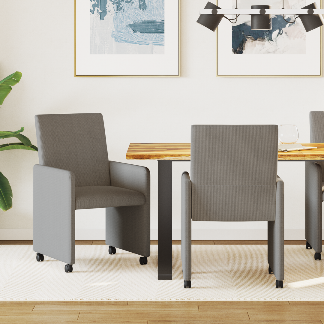 Spisebordsstole med hjul med hjul 2 pcs Lysegrå 57 x 66 x 94 cm