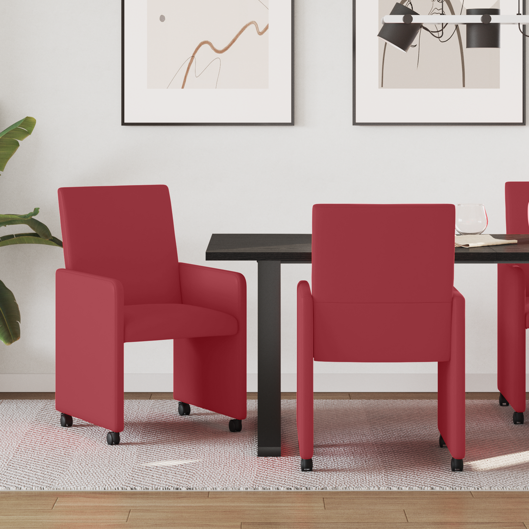 Spisebordsstole med hjul med hjul 2 pcs Vinrød 57 x 66 x 94 cm