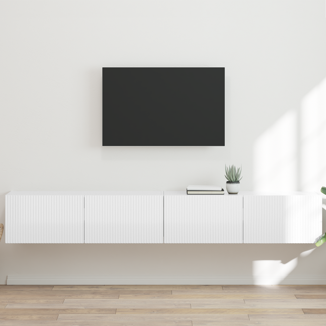 TV vægskab 2 pcs Gloss Hvid 98 x 31 x 29,5 cm Konstrueret træ