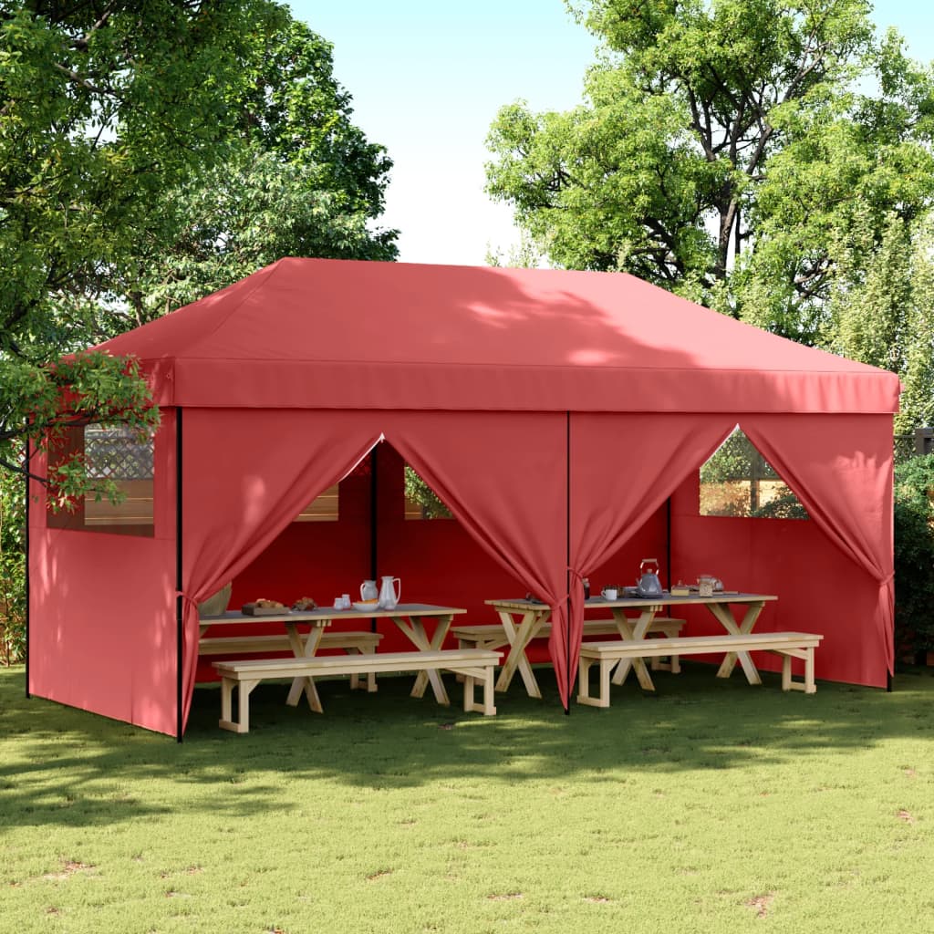 foldbart pop up-festtelt med 4 sidevægge bordeaux