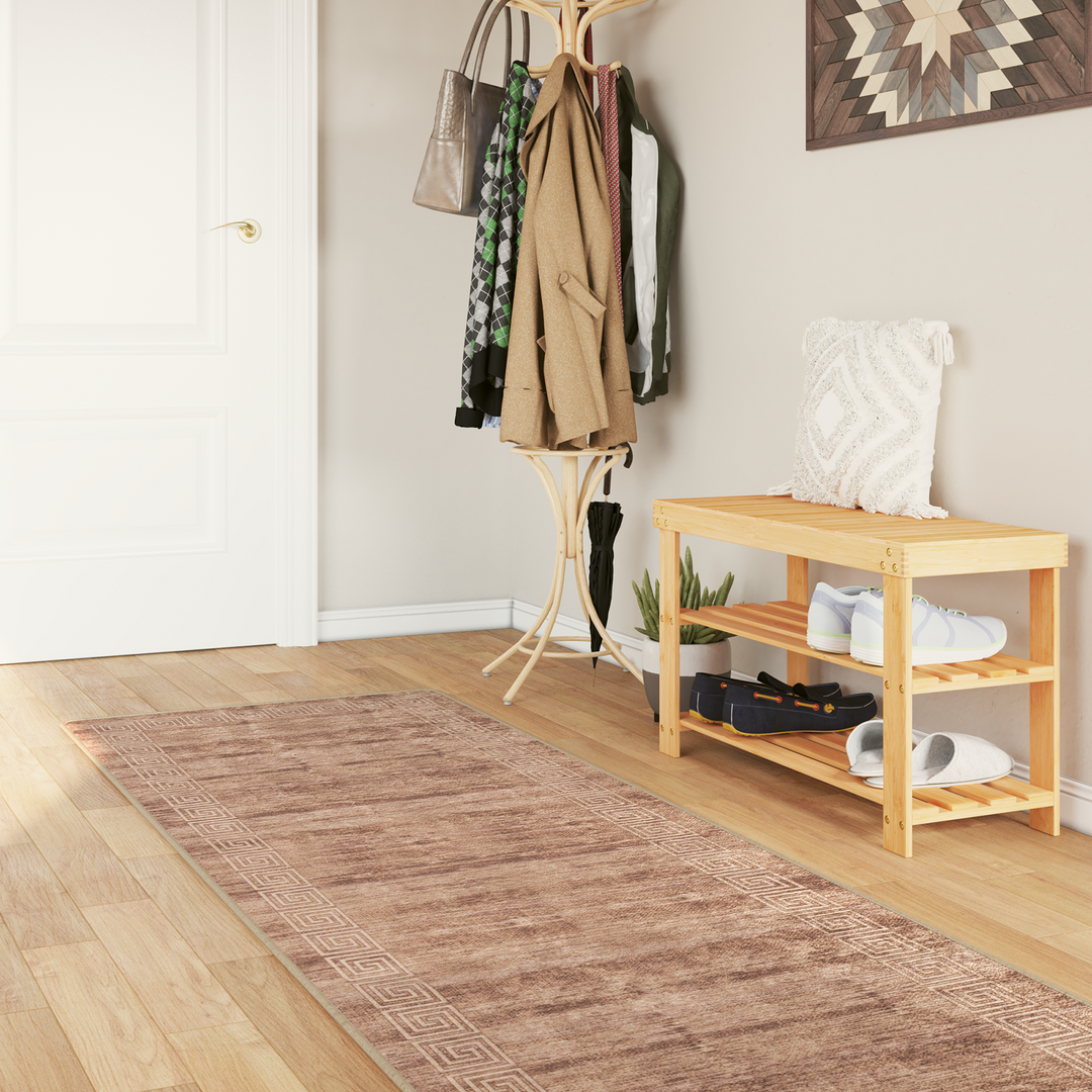 Tæppe Runner MARSA Hvid 100 x 400 cm Polyester og PVC