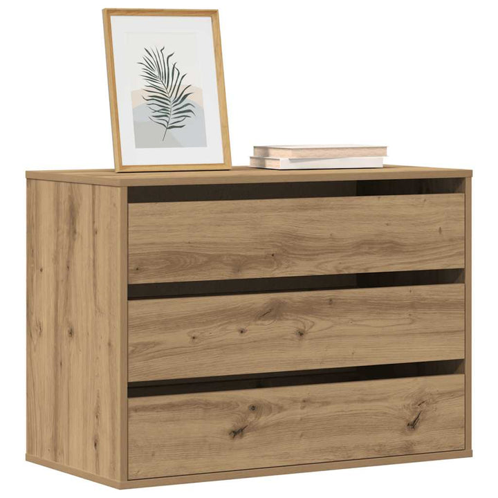 kommode til hjørne 80x41x58 cm konstrueret træ egetræsfarve