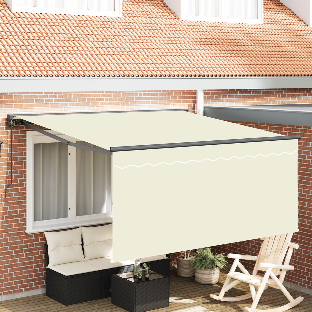Utrækkelig Markise Creme 300 x 250 cm Polyester og Aluminium