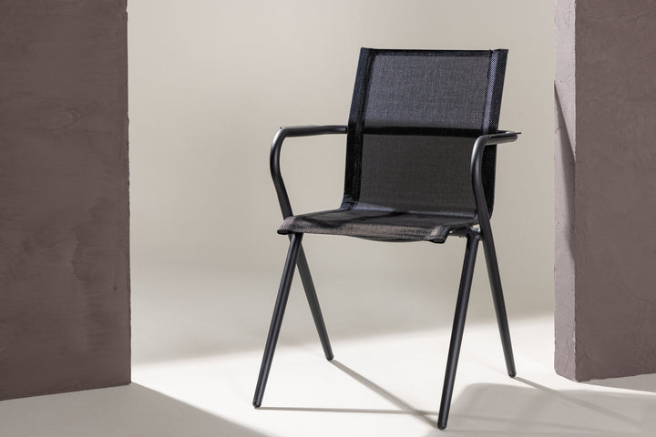 Venture Home Alina Dining Chair 6-pack - Black Alu / Black Textilene (Stackable Chair)