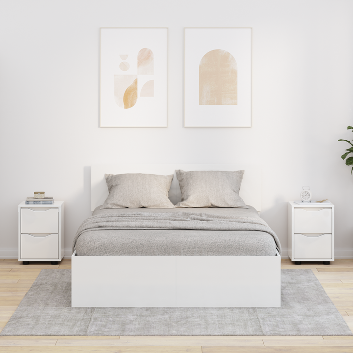 Sengeborde med skuffe 2 pcs Høj gloss hvid 30,5 x 30 x 43 cm