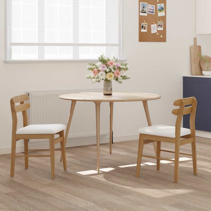 Spisestuestol 2 pcs Naturlig og lys Massiv Gummitræ