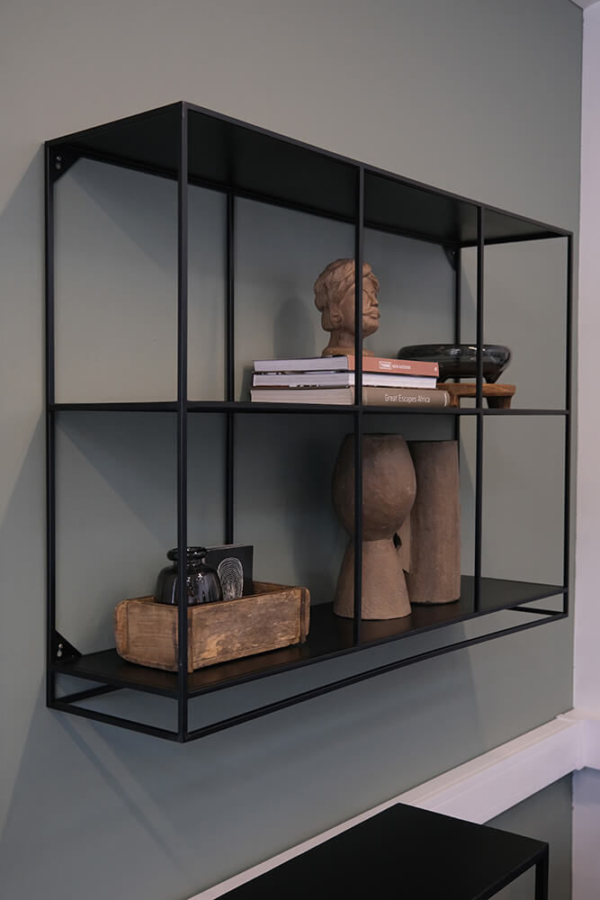 Trademark Living Washington vægreol med seks rum - sort