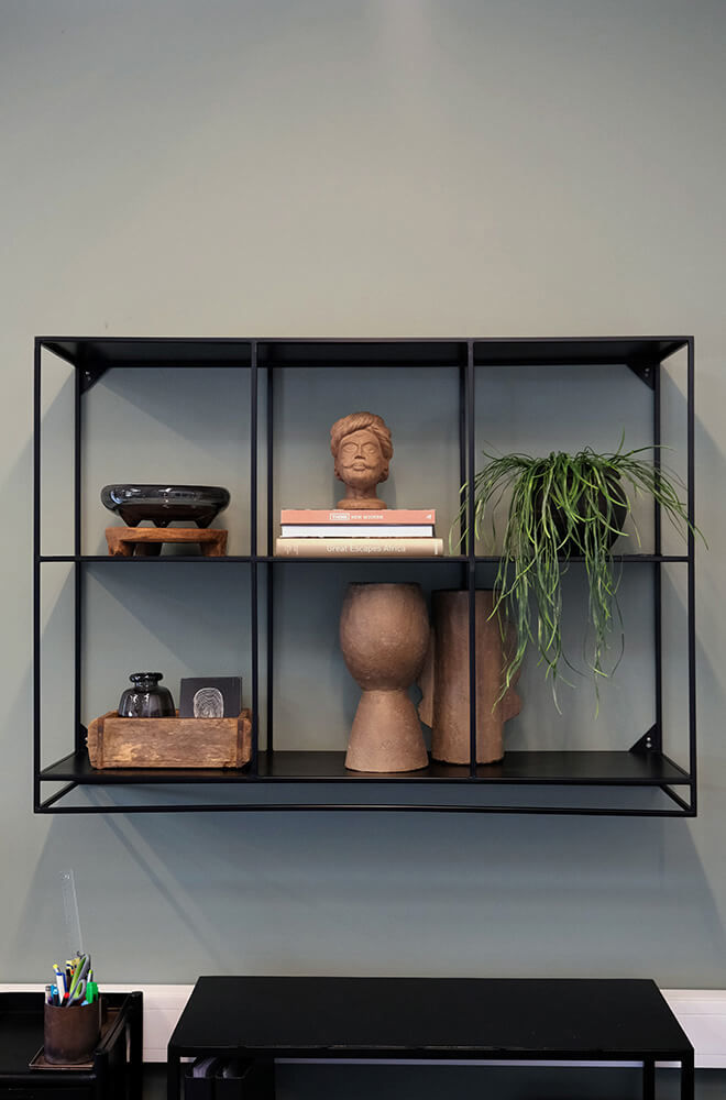 Trademark Living Washington vægreol med seks rum - sort