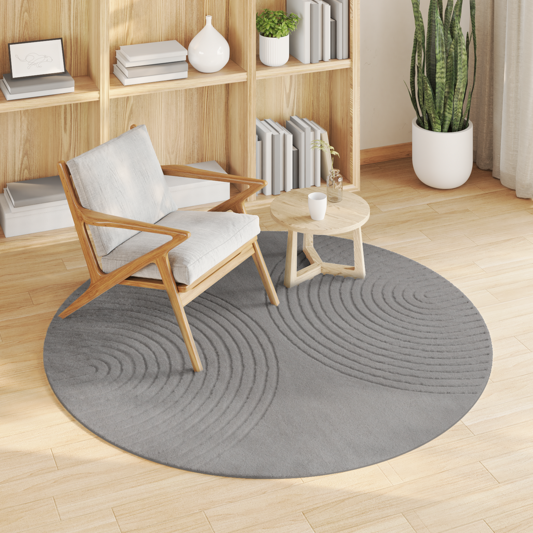 Områdetæpper Rund GALATI Grå Ø 120 CM Polyester