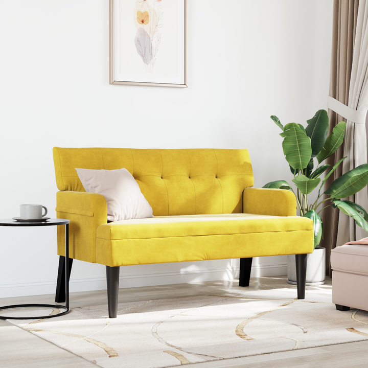 Chesterfield bænk Gul 112 x 65,5 x 75 cm Fløjl