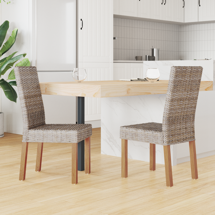 Spisestuestol 2 pcs Kubu Rattan og massiv mahogni træ Kubu Grå