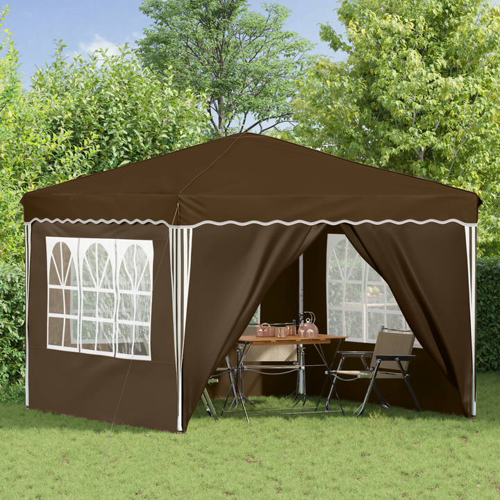 Pop-up Festtelt 288 x 288 x 245 cm Gråbrun Oxford stof