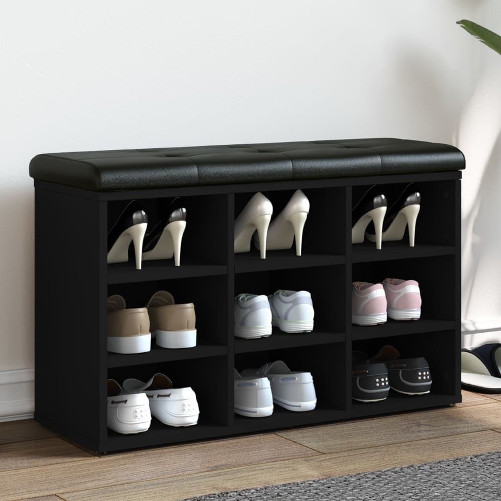 skobænk 82x32x50 cm konstrueret træ sort