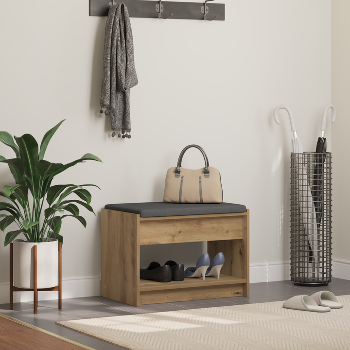 Hallbænk Artisan Eg 63 x 38 x 45 cm Kunstigt træ og stof