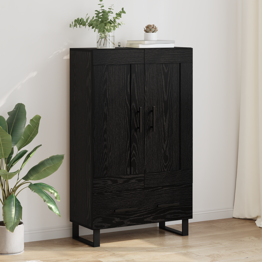 Highboard med skuffe Sort eg 69,5 x 31 x 115 cm Konstrueret træ