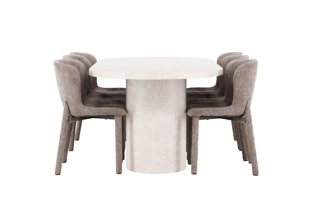 Venture Home Narvik Table - Beige with 6 Astoria Chair - Brown