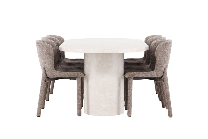 Venture Home Narvik Table - Beige with 6 Astoria Chair - Brown