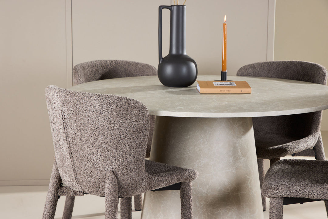 Venture Home Lanzo Table - Beige with 4 Astoria Chair - Brown