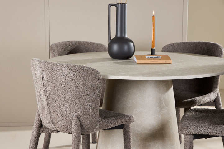 Venture Home Lanzo Table - Beige with 4 Astoria Chair - Brown