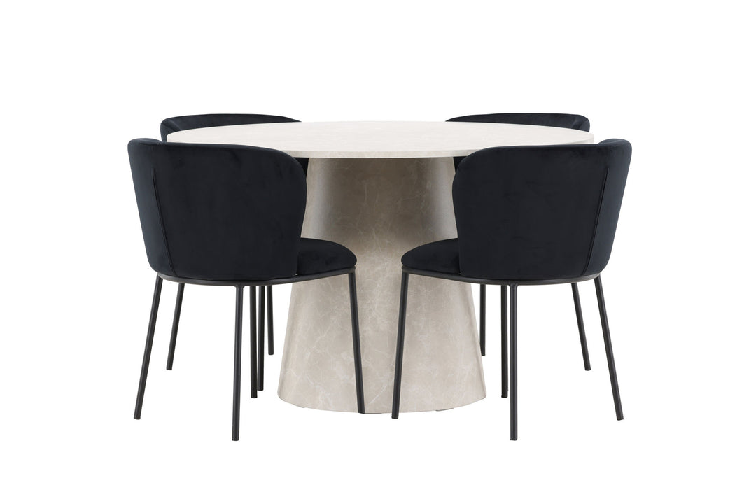 Venture Home Lanzo Table - Beige with 4 Edina Chair - Black