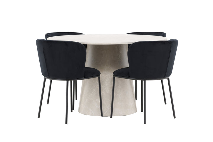 Venture Home Lanzo Table - Beige with 4 Edina Chair - Black