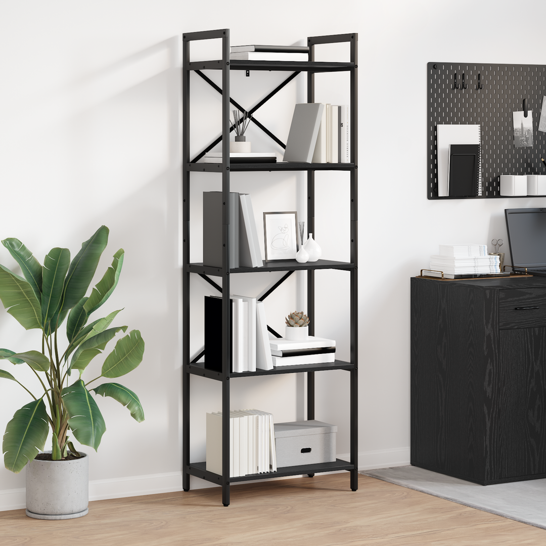 Bogreol Sort eg 56 x 34 x 171 cm Konstrueret træ