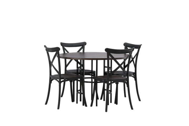 Venture Home Copenhagen Dining Table - Black / Mocca Veneer +Crosett Dining Chair - Matte Black / Matte Black Plastic _4