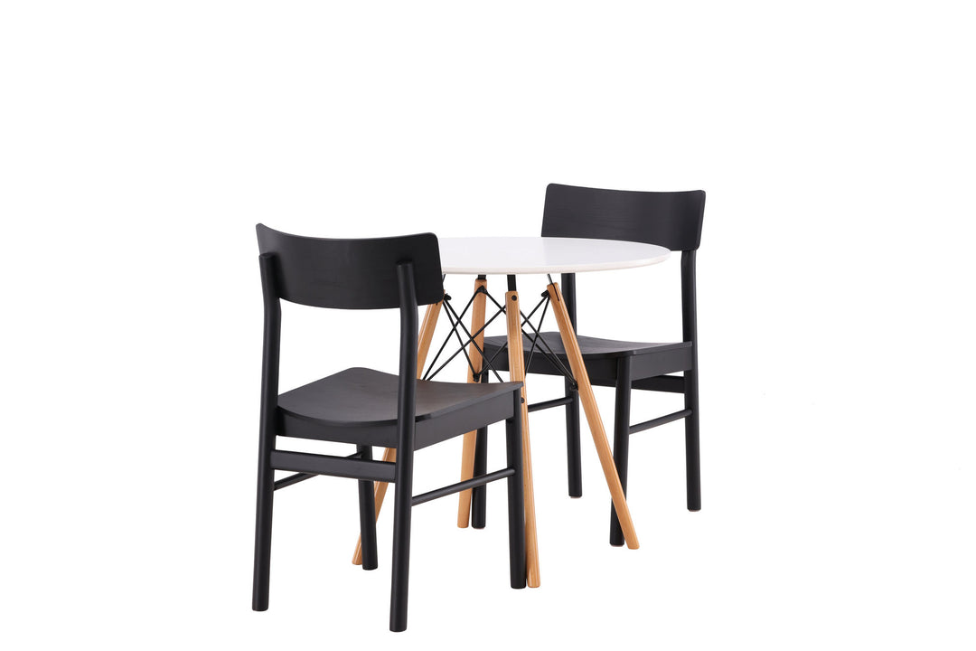 Venture Home Danburi Dining Table - Woodlook / Woodlook MDF +Montros Dining Chair - Natural / Natural Rubberwood _2