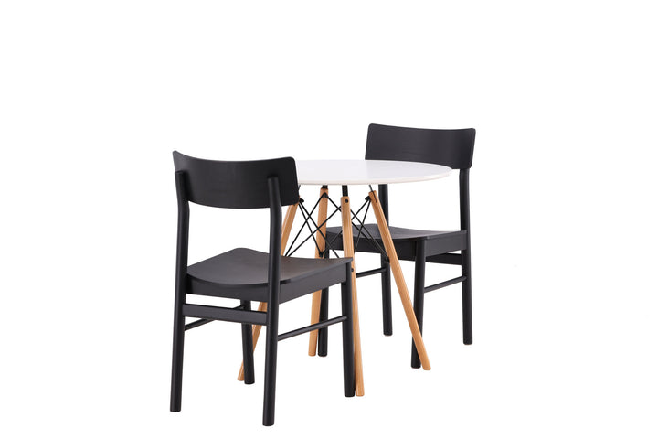 Venture Home Danburi Dining Table - Woodlook / Woodlook MDF +Montros Dining Chair - Natural / Natural Rubberwood _2