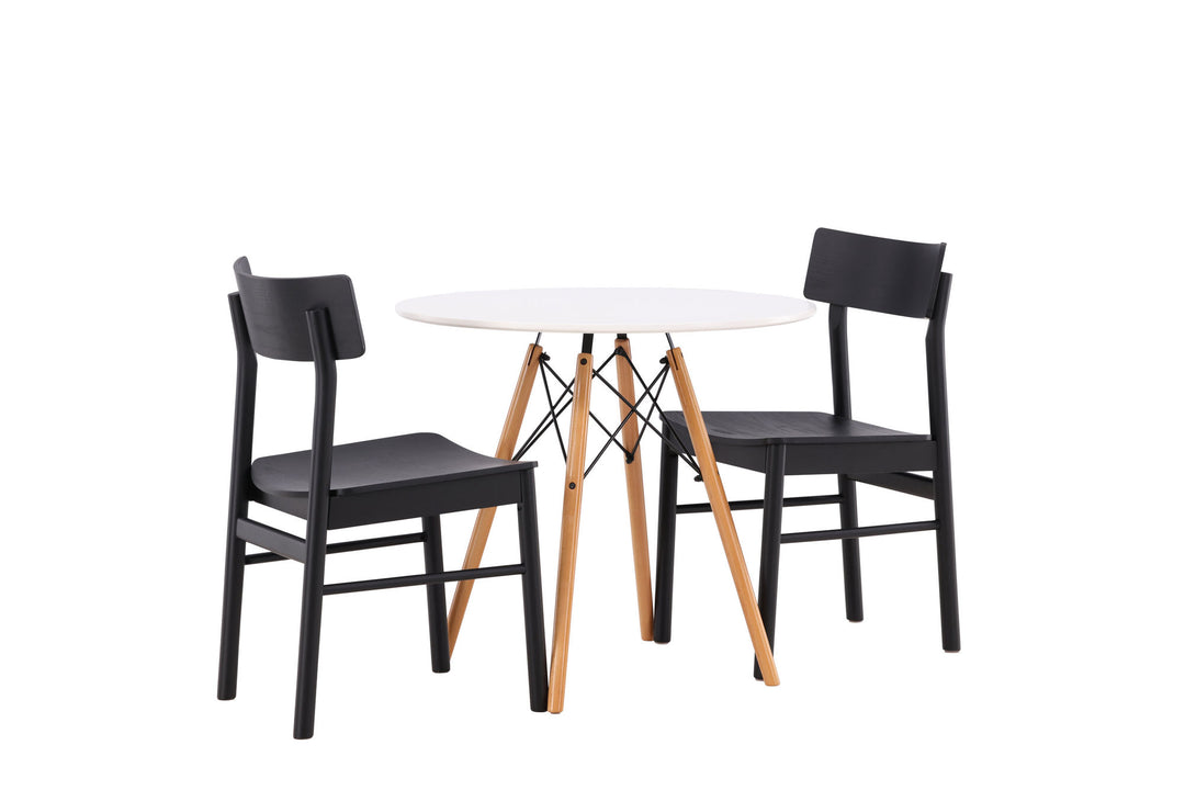 Venture Home Danburi Dining Table - Woodlook / Woodlook MDF +Montros Dining Chair - Natural / Natural Rubberwood _2