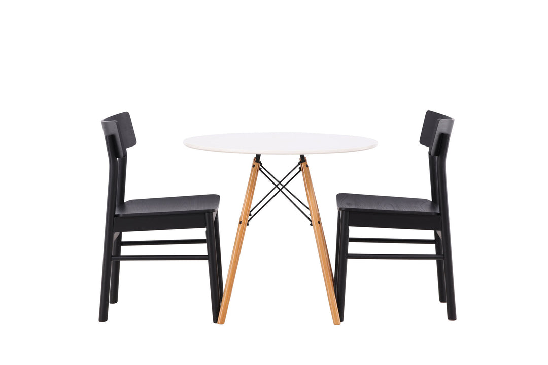 Venture Home Danburi Dining Table - Woodlook / Woodlook MDF +Montros Dining Chair - Natural / Natural Rubberwood _2
