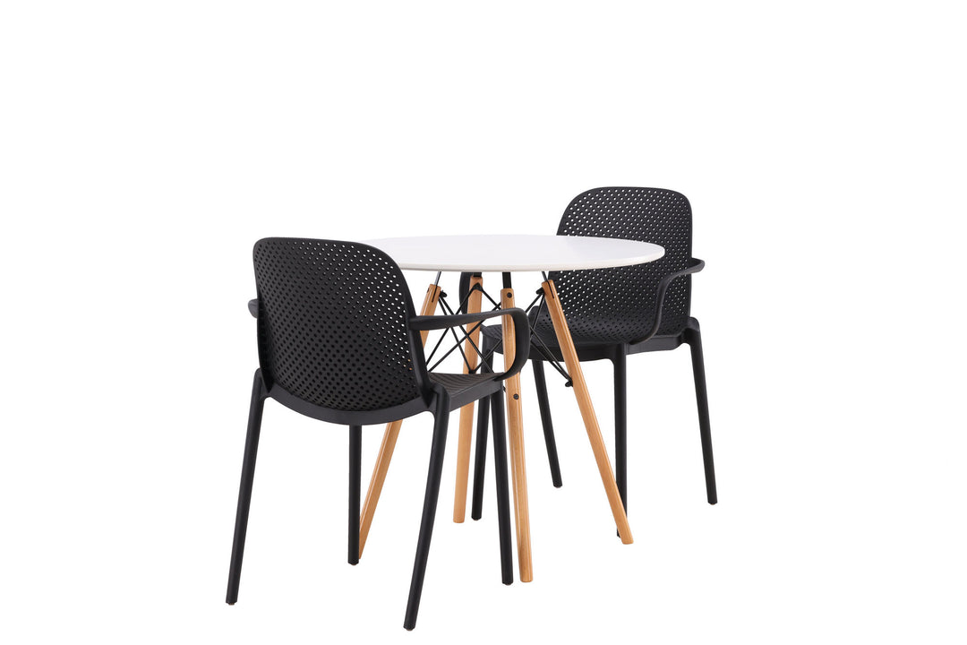 Venture Home Danburi Dining Table - Woodlook / Woodlook MDF + Baltimore Dining Chair - Black / Black Plastic _2