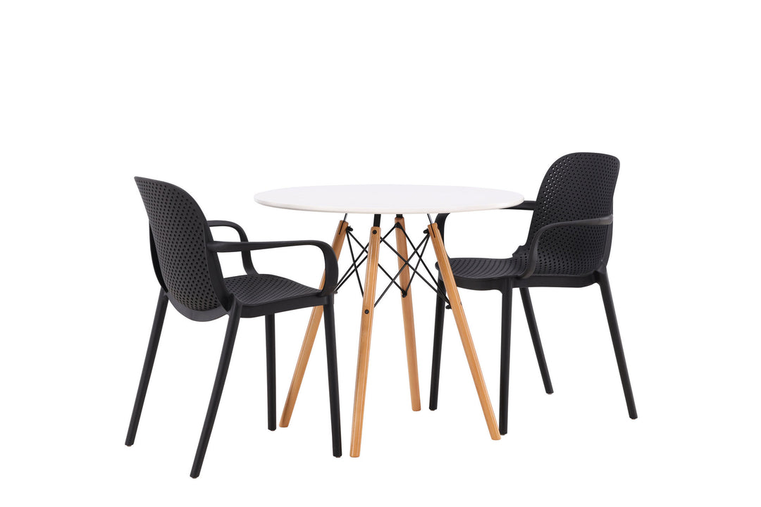 Venture Home Danburi Dining Table - Woodlook / Woodlook MDF + Baltimore Dining Chair - Black / Black Plastic _2