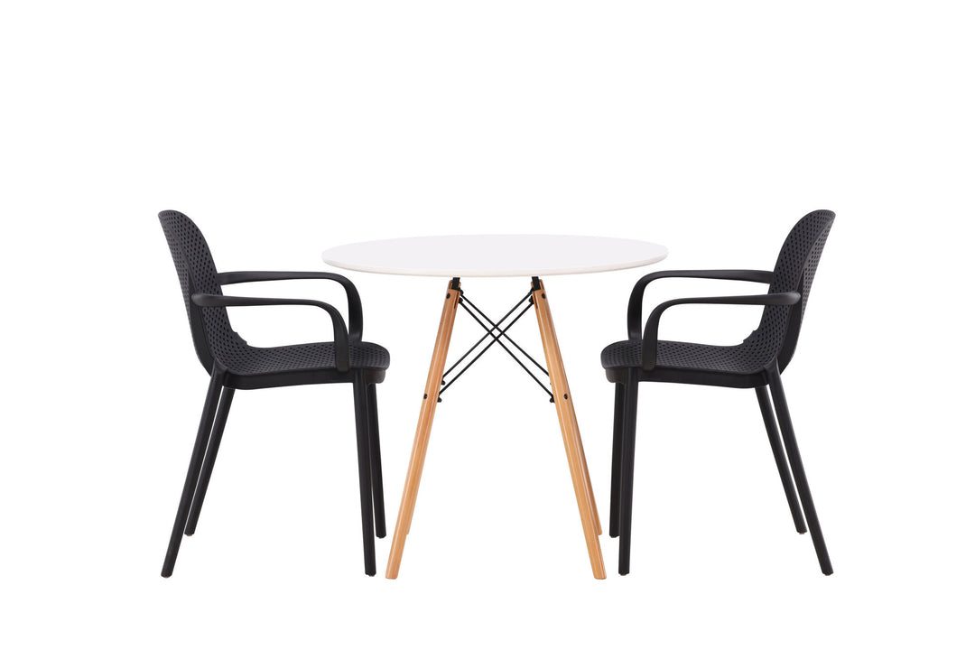 Venture Home Danburi Dining Table - Woodlook / Woodlook MDF + Baltimore Dining Chair - Black / Black Plastic _2