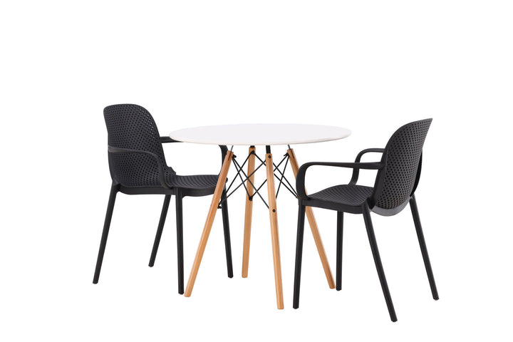 Venture Home Danburi Dining Table - Woodlook / Woodlook MDF + Baltimore Dining Chair - Black / Black Plastic _2