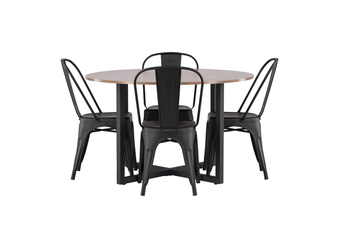 Venture Home Durango Dining Table - Black / Walnut MDF +Tempe Dining Chair - Matte black / Metal _4