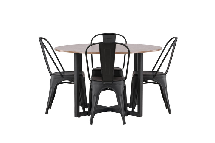 Venture Home Durango Dining Table - Black / Walnut MDF +Tempe Dining Chair - Matte black / Metal _4