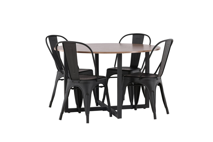 Venture Home Durango Dining Table - Black / Walnut MDF +Tempe Dining Chair - Matte black / Metal _4