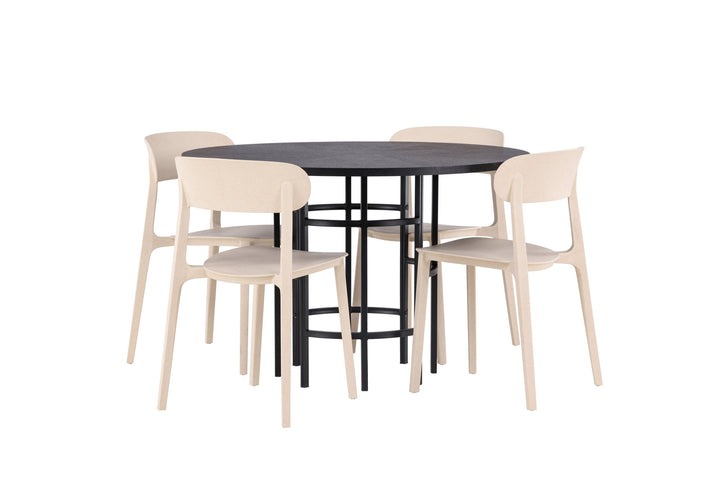 Venture Home Copenhagen Dining Table - Black / Black Veneer +Åstol Dining Chair - Nature Wood plastic composite _4