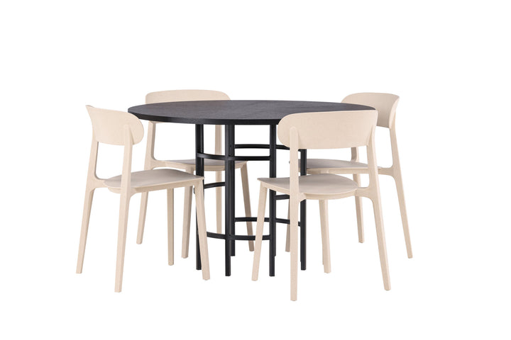 Venture Home Copenhagen Dining Table - Black / Black Veneer +Åstol Dining Chair - Nature Wood plastic composite _4