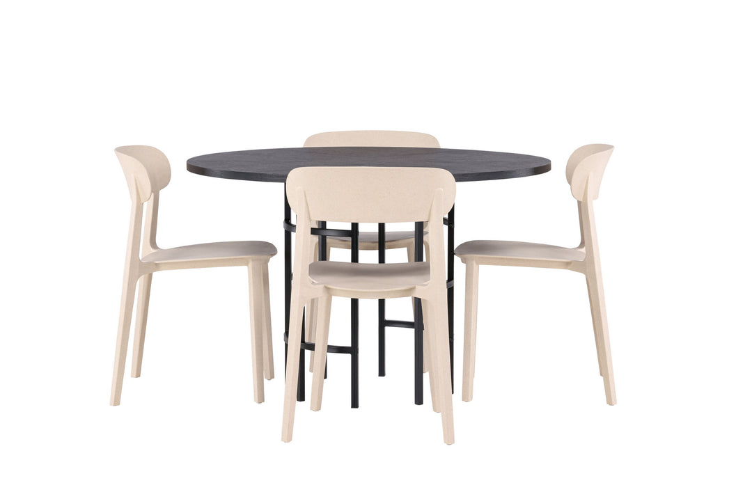 Venture Home Copenhagen Dining Table - Black / Black Veneer +Åstol Dining Chair - Nature Wood plastic composite _4