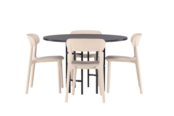 Venture Home Copenhagen Dining Table - Black / Black Veneer +Åstol Dining Chair - Nature Wood plastic composite _4