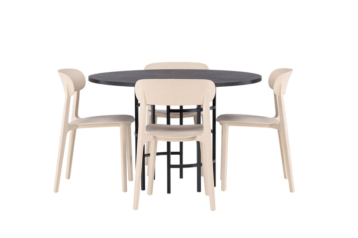 Venture Home Copenhagen Dining Table - Black / Black Veneer +Åstol Dining Chair - Nature Wood plastic composite _4