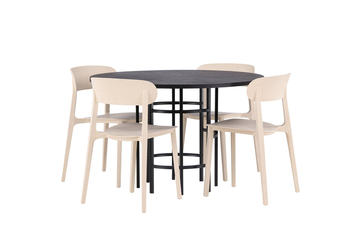 Venture Home Copenhagen Dining Table - Black / Black Veneer +Åstol Dining Chair - Nature Wood plastic composite _4