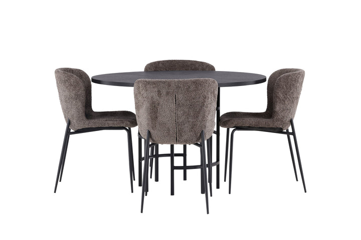 Venture Home Copenhagen Dining Table - Black / Black Veneer +Modesto Dining Chair - Grey / Smoked Black Boucle _4