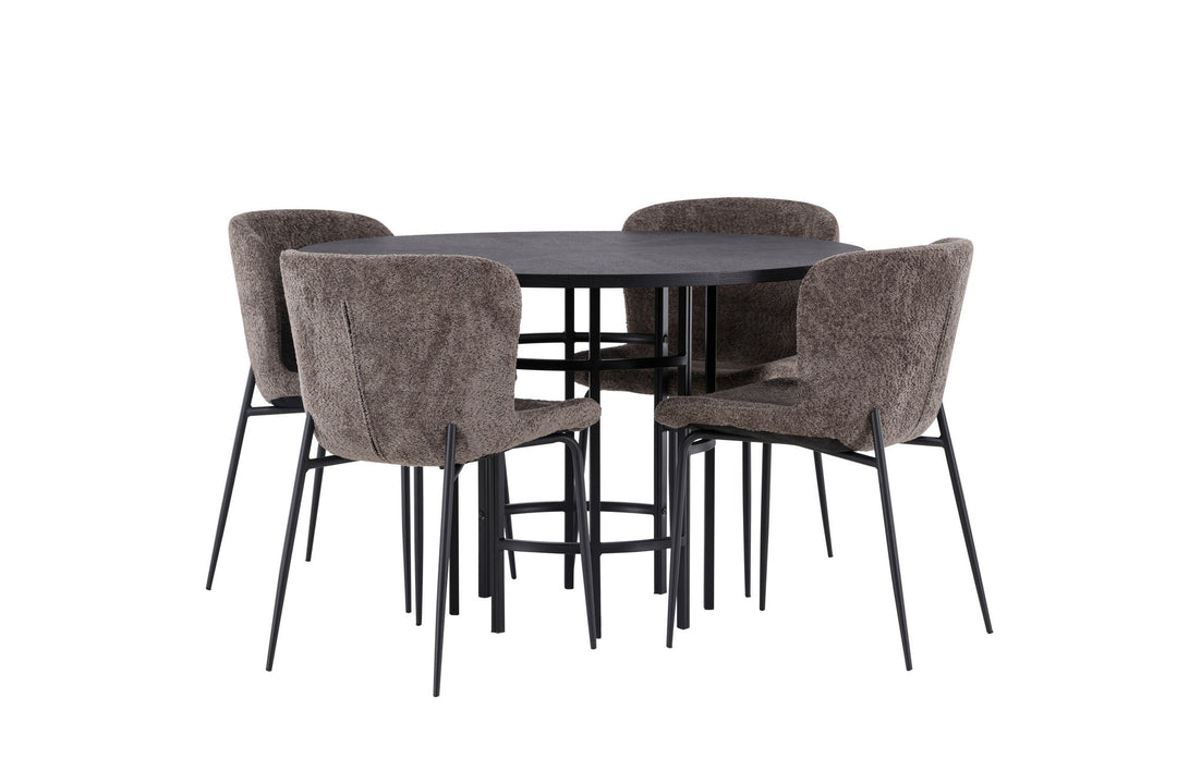 Venture Home Copenhagen Dining Table - Black / Black Veneer +Modesto Dining Chair - Grey / Smoked Black Boucle _4