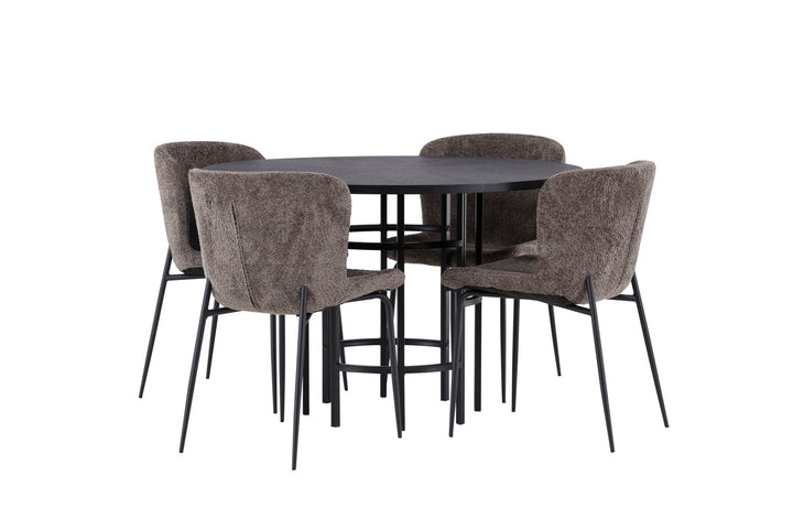 Venture Home Copenhagen Dining Table - Black / Black Veneer +Modesto Dining Chair - Grey / Smoked Black Boucle _4