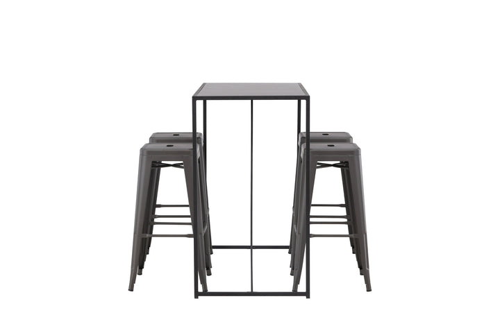 Venture Home Brea Bar Table - Black / Black MDF +Tempe Bar Chair - Dark Grey / Metal _4